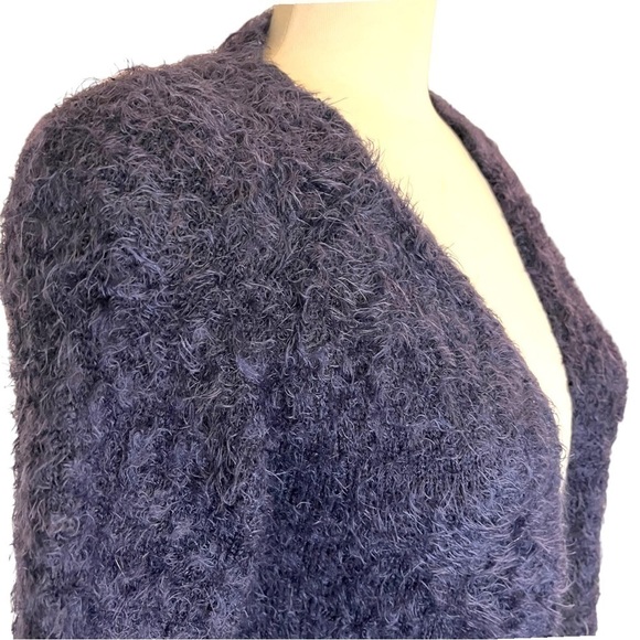 Zara Knitwear Fancy Collection Open Front Extra Soft Eyelash Black Cardigan - Picture 2 of 14
